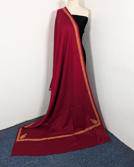 Wool Pashmina with Handmade Kashmiri Sui 4 Side Border Work Shawl
