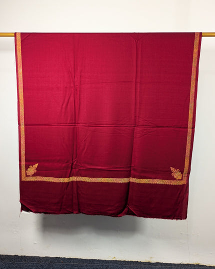 Wool Pashmina with Handmade Kashmiri Sui 4 Side Border Work Shawl