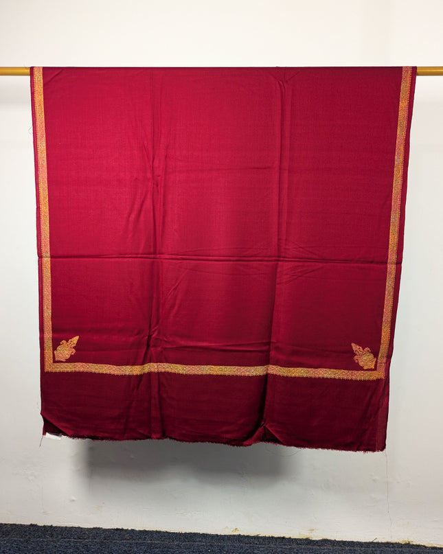 Wool Pashmina with Handmade Kashmiri Sui 4 Side Border Work Shawl