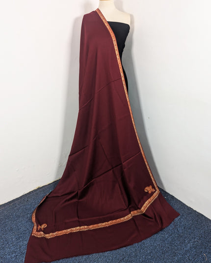 Wool Pashmina with Handmade Kashmiri Sui 4 Side Border Work Shawl