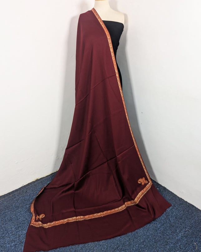 Wool Pashmina with Handmade Kashmiri Sui 4 Side Border Work Shawl