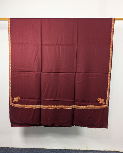 Wool Pashmina with Handmade Kashmiri Sui 4 Side Border Work Shawl