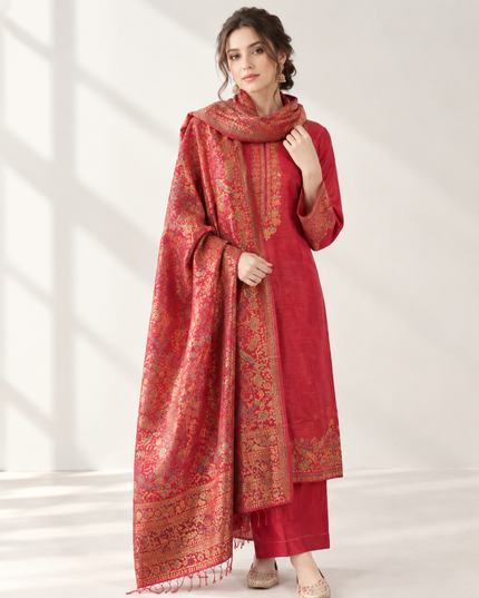Luxury Pure Indian Kani Silk with Moonlight Work 3Pc Unstitched