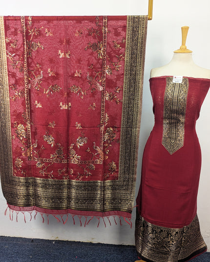 Pure Indian Kani Silk with Moonlight Work 3Pc Unstitched