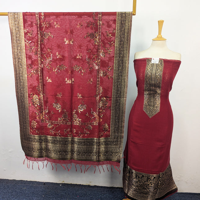 Pure Indian Kani Silk with Moonlight Work 3Pc Unstitched