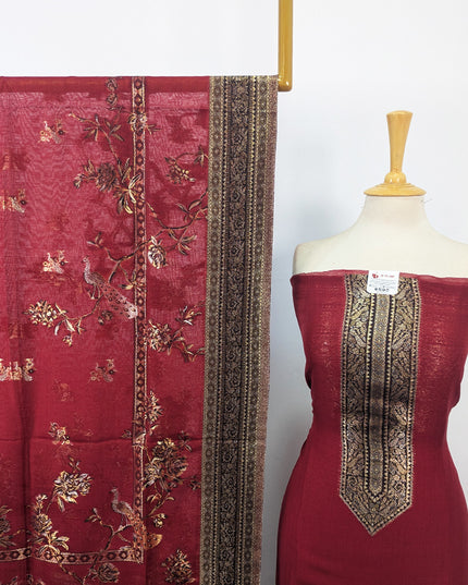 Pure Indian Kani Silk with Moonlight Work 3Pc Unstitched
