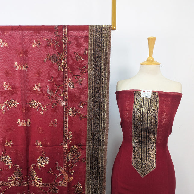 Pure Indian Kani Silk with Moonlight Work 3Pc Unstitched