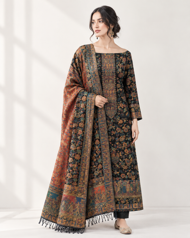 Premium Pure Indian Kani Silk with Zari Work 3Pc Unstitched