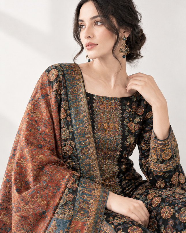 Premium Pure Indian Kani Silk with Zari Work 3Pc Unstitched