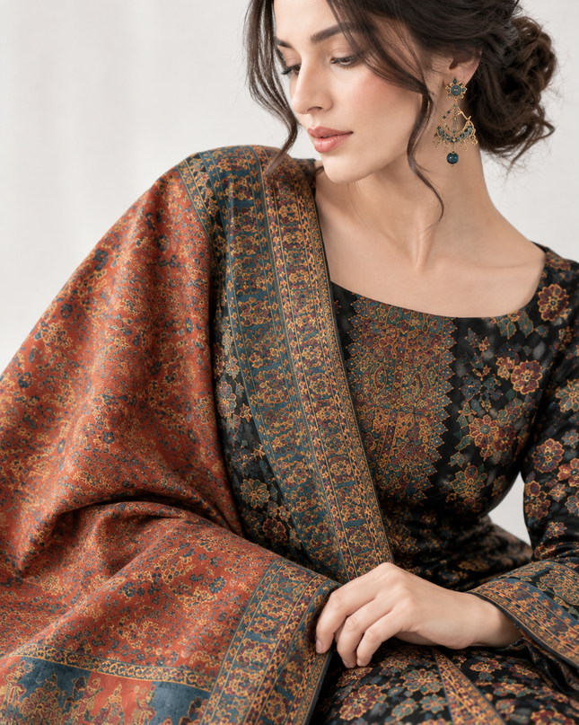 Premium Pure Indian Kani Silk with Zari Work 3Pc Unstitched