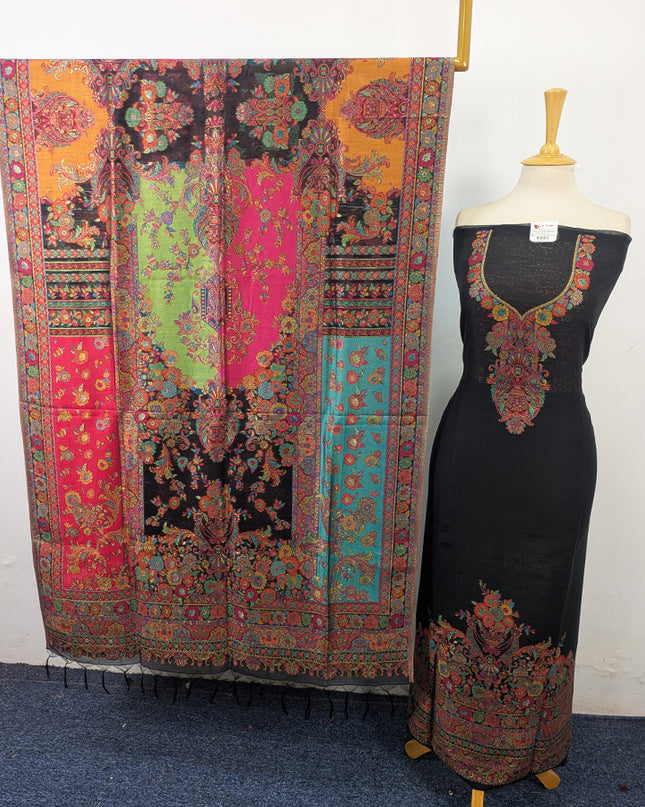 Exquisite Pure Indian Kani Silk with Zari Work 3Pc Unstitched