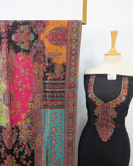 Exquisite Pure Indian Kani Silk with Zari Work 3Pc Unstitched