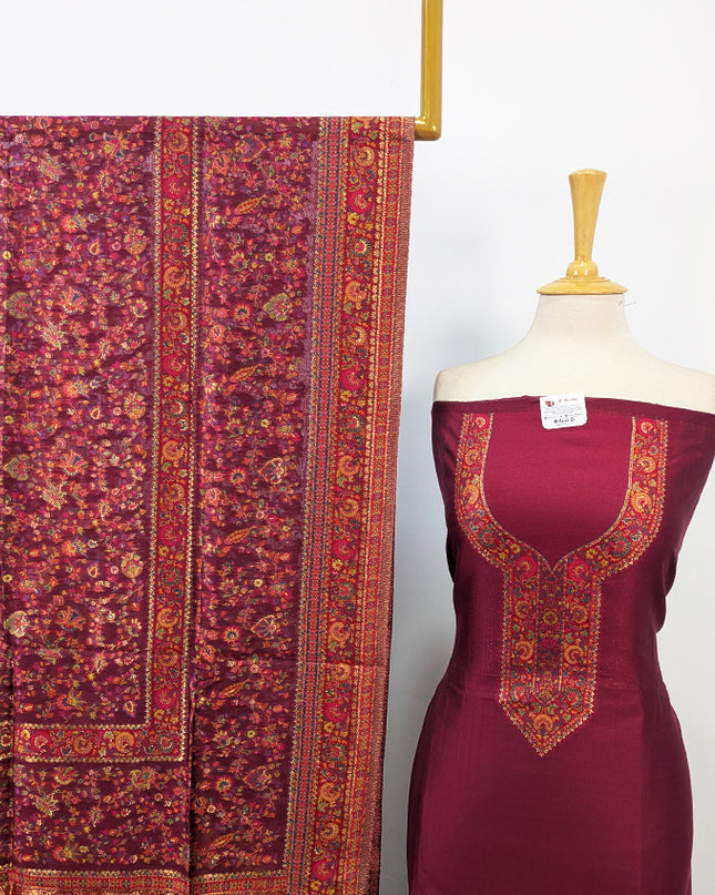 Luxury Pure Indian Kani Silk with Moonlight Work 3Pc Unstitched