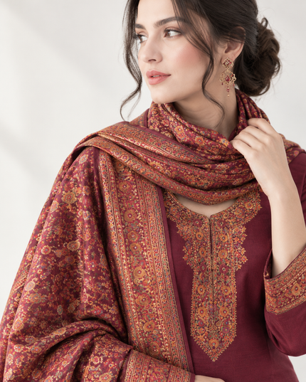 Luxury Pure Indian Kani Silk with Moonlight Work 3Pc Unstitched