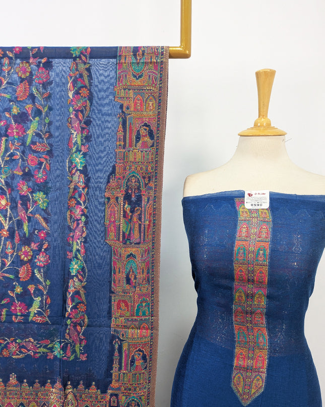 Pure Indian Kani Silk with Zari Work 3Pc Unstitched