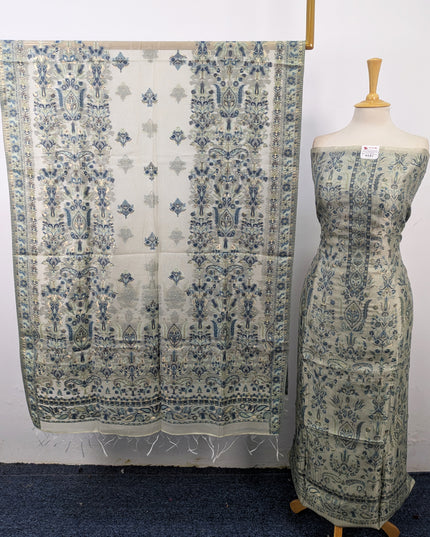 Exquisite Pure Indian Kani Silk with Zari Work 3Pc Unstitched