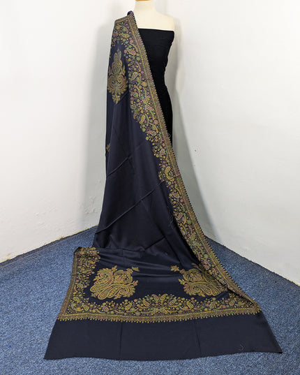 Handmade Kashmiri Sui Heavy Border Work Wool Pashmina Shawl