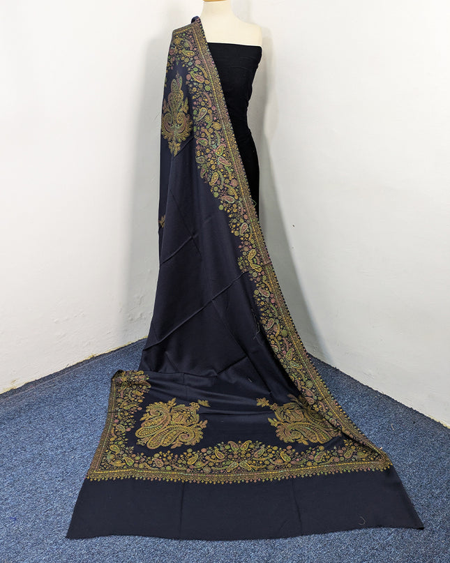 Handmade Kashmiri Sui Heavy Border Work Wool Pashmina Shawl