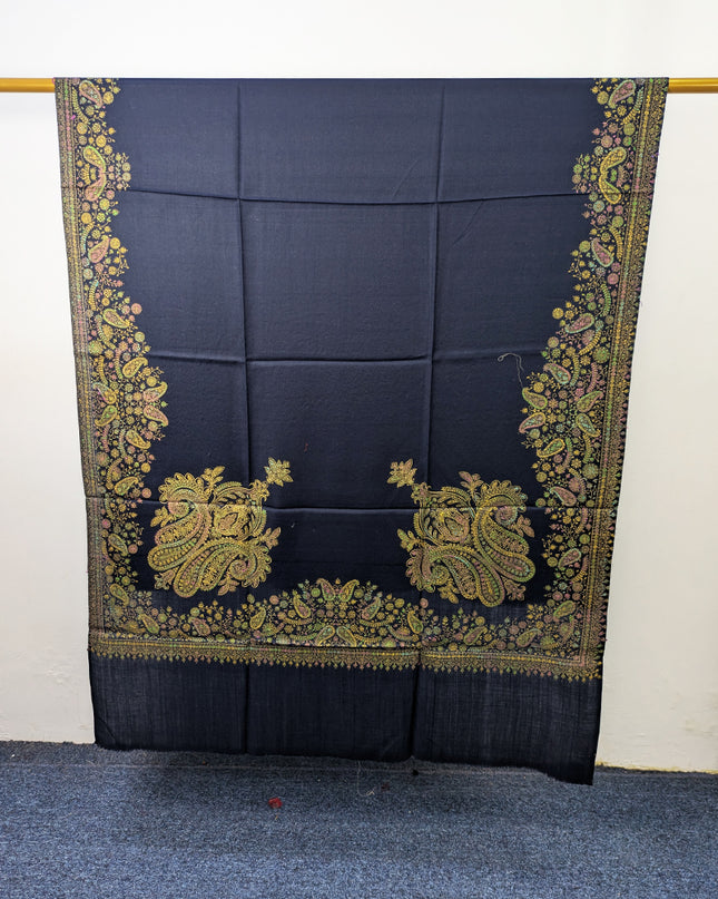 Handmade Kashmiri Sui Heavy Border Work Wool Pashmina Shawl