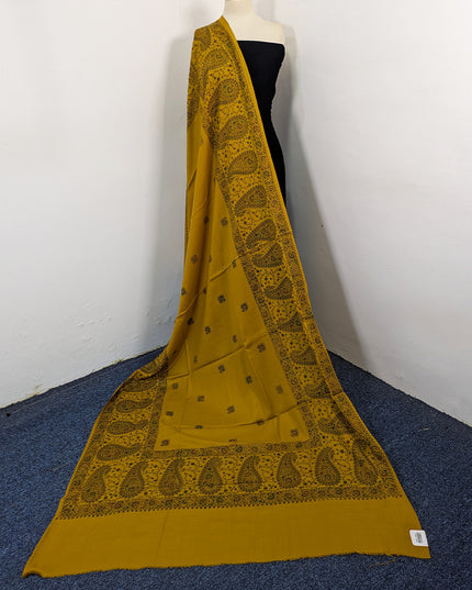 Premium Wool Pashmina with Kashmiri Sui Heavy Border Work Shawl