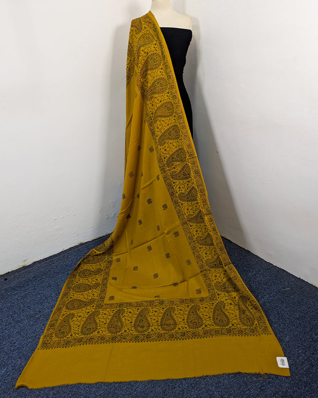 Premium Wool Pashmina with Kashmiri Sui Heavy Border Work Shawl