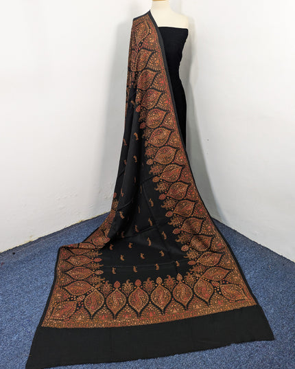 Premium Wool Pashmina with Kashmiri Sui Heavy Border Work Shawl