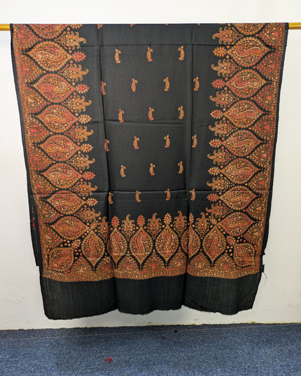 Premium Wool Pashmina with Kashmiri Sui Heavy Border Work Shawl