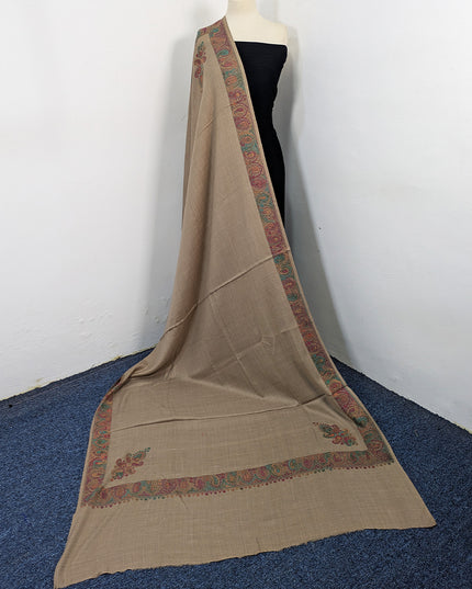 Wool Pashmina with Handmade Kashmiri Sui Heavy Border Work Shawl
