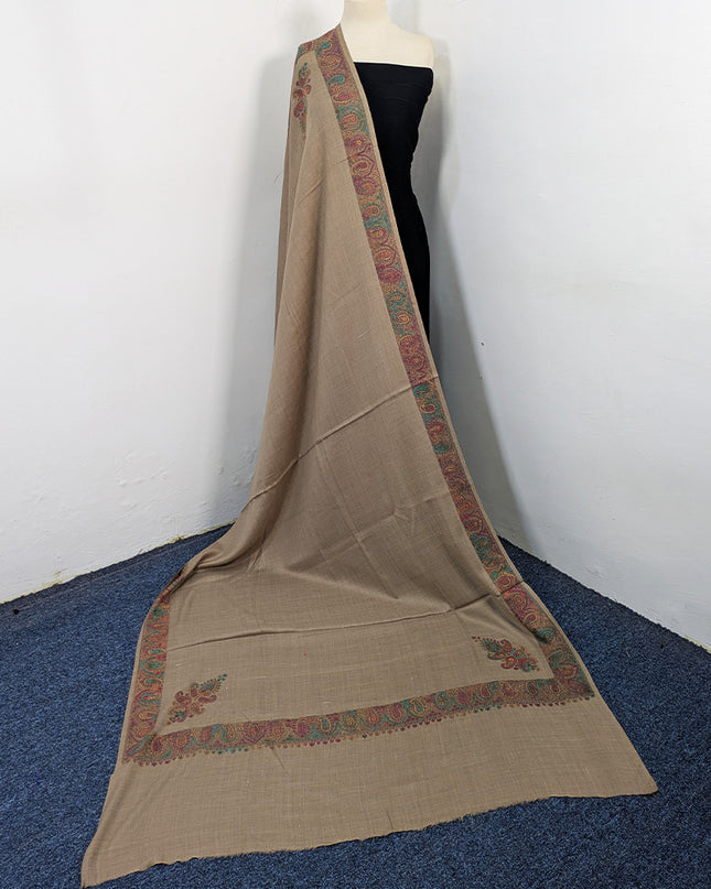 Wool Pashmina with Handmade Kashmiri Sui Heavy Border Work Shawl