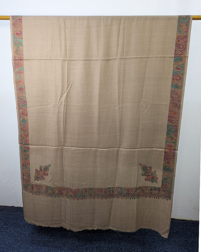 Wool Pashmina with Handmade Kashmiri Sui Heavy Border Work Shawl