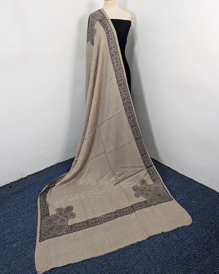 Exquisite Kashmiri Sui Heavy Border Work Wool Pashmina Shawl
