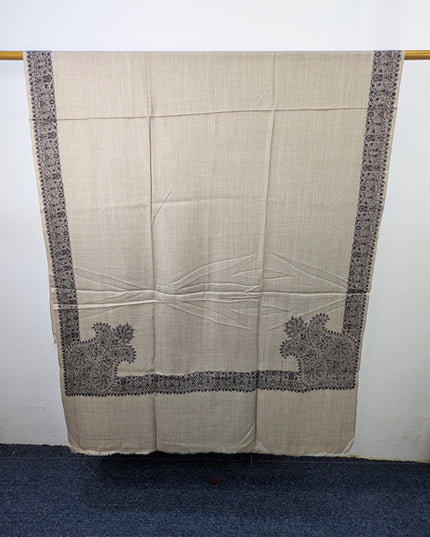 Exquisite Kashmiri Sui Heavy Border Work Wool Pashmina Shawl