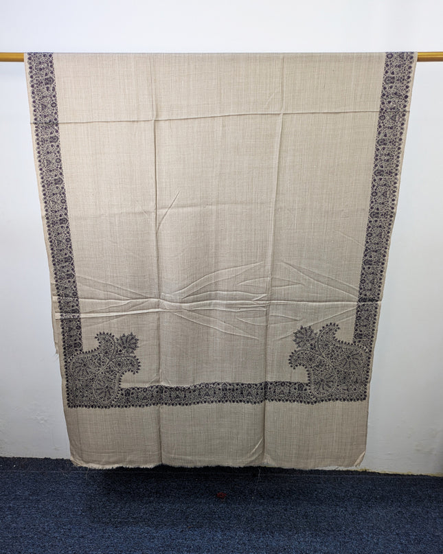 Exquisite Kashmiri Sui Heavy Border Work Wool Pashmina Shawl