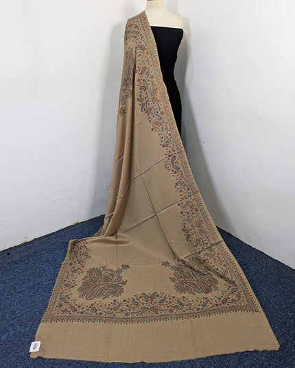 Handmade Kashmiri Sui Heavy Border Work Wool Pashmina Shawl