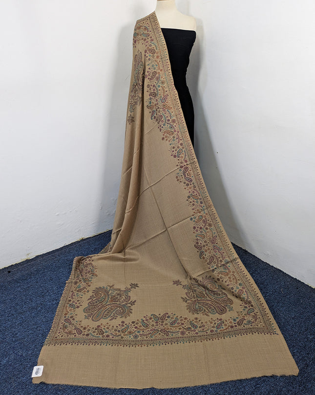 Handmade Kashmiri Sui Heavy Border Work Wool Pashmina Shawl