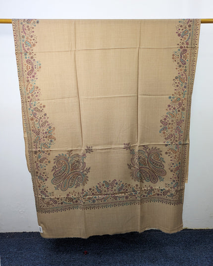 Handmade Kashmiri Sui Heavy Border Work Wool Pashmina Shawl