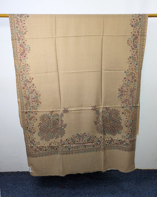 Handmade Kashmiri Sui Heavy Border Work Wool Pashmina Shawl
