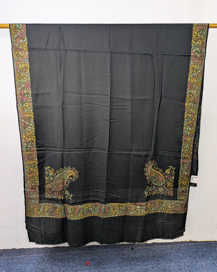 Exquisite Kashmiri Sui Heavy Border Work Wool Pashmina Shawl