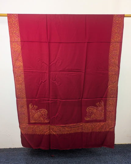 Exquisite Kashmiri Sui Heavy Border Work Wool Pashmina Shawl