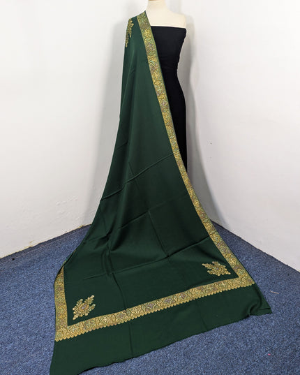 Wool Pashmina with Handmade Kashmiri Sui Heavy Border Work Shawl