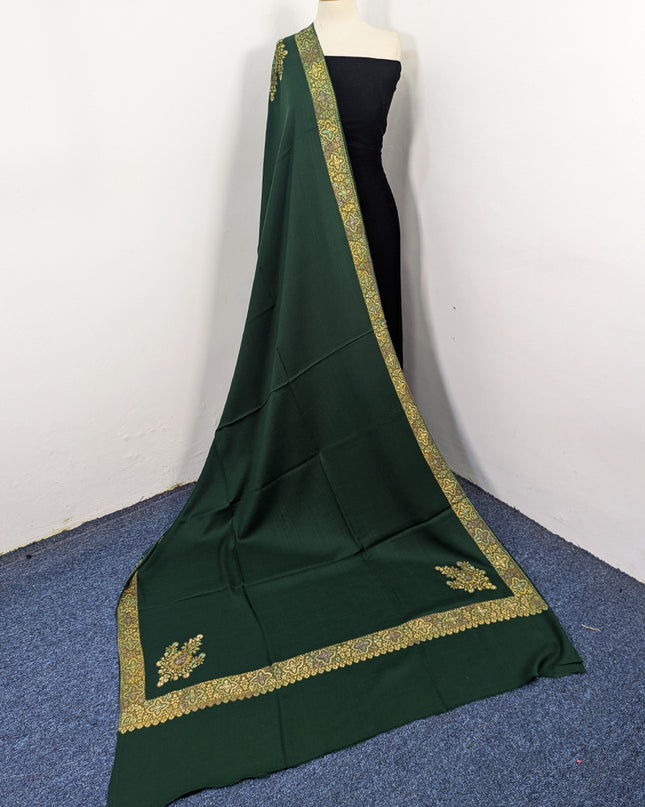 Wool Pashmina with Handmade Kashmiri Sui Heavy Border Work Shawl