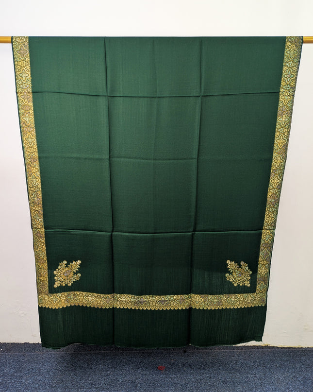 Wool Pashmina with Handmade Kashmiri Sui Heavy Border Work Shawl
