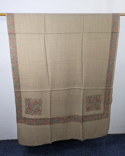 Exquisite Kashmiri Sui Heavy Border Work Wool Pashmina Shawl