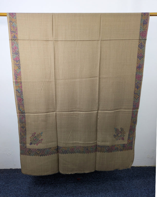 Wool Pashmina with Handmade Kashmiri Sui Heavy Border Work Shawl