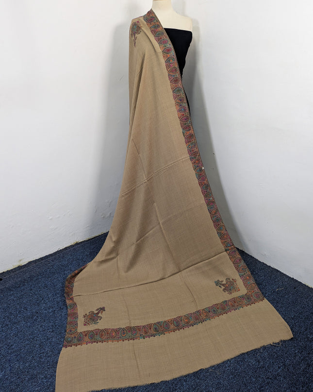 Wool Pashmina with Handmade Kashmiri Sui Heavy Border Work Shawl