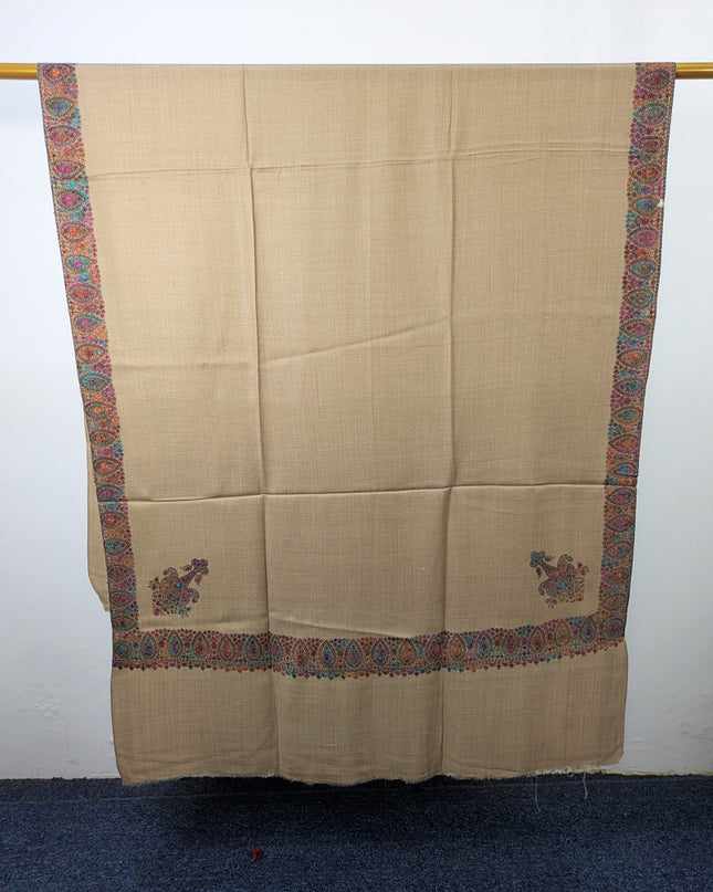 Wool Pashmina with Handmade Kashmiri Sui Heavy Border Work Shawl