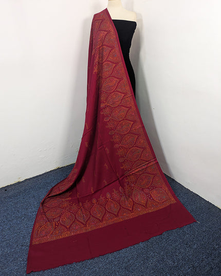 Premium Wool Pashmina with Kashmiri Sui Heavy Border Work Shawl