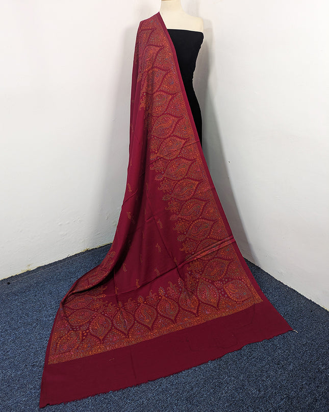Premium Wool Pashmina with Kashmiri Sui Heavy Border Work Shawl