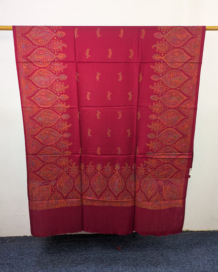 Premium Wool Pashmina with Kashmiri Sui Heavy Border Work Shawl