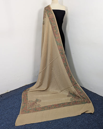 Exquisite Kashmiri Sui Heavy Border Work Wool Pashmina Shawl